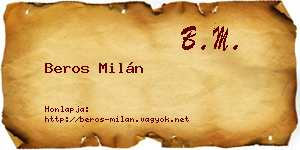 Beros Milán névjegykártya